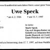 Speck Uwe 1936-1997 Todesanzeige